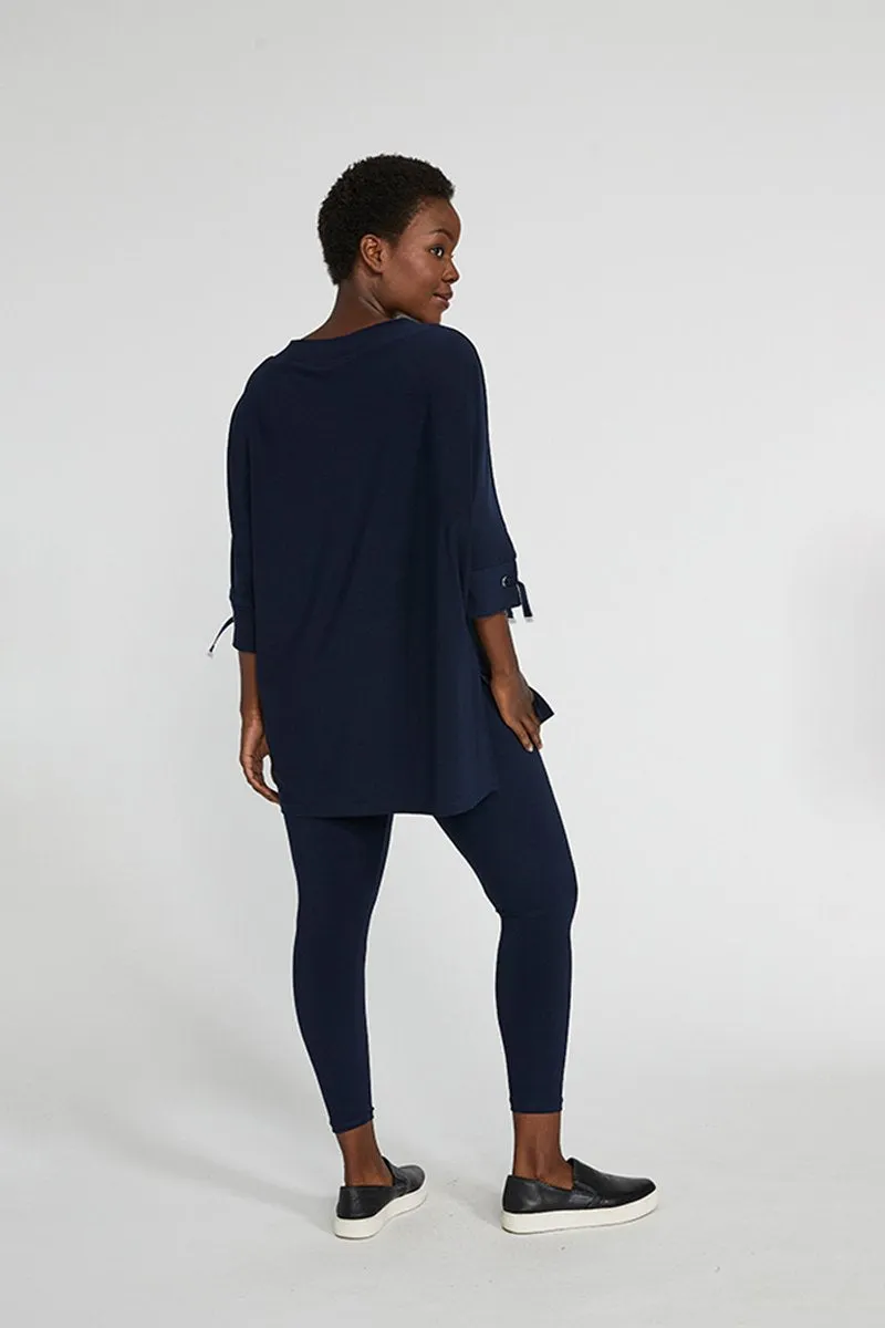 Halo Tie Cuff Tunic | Navy