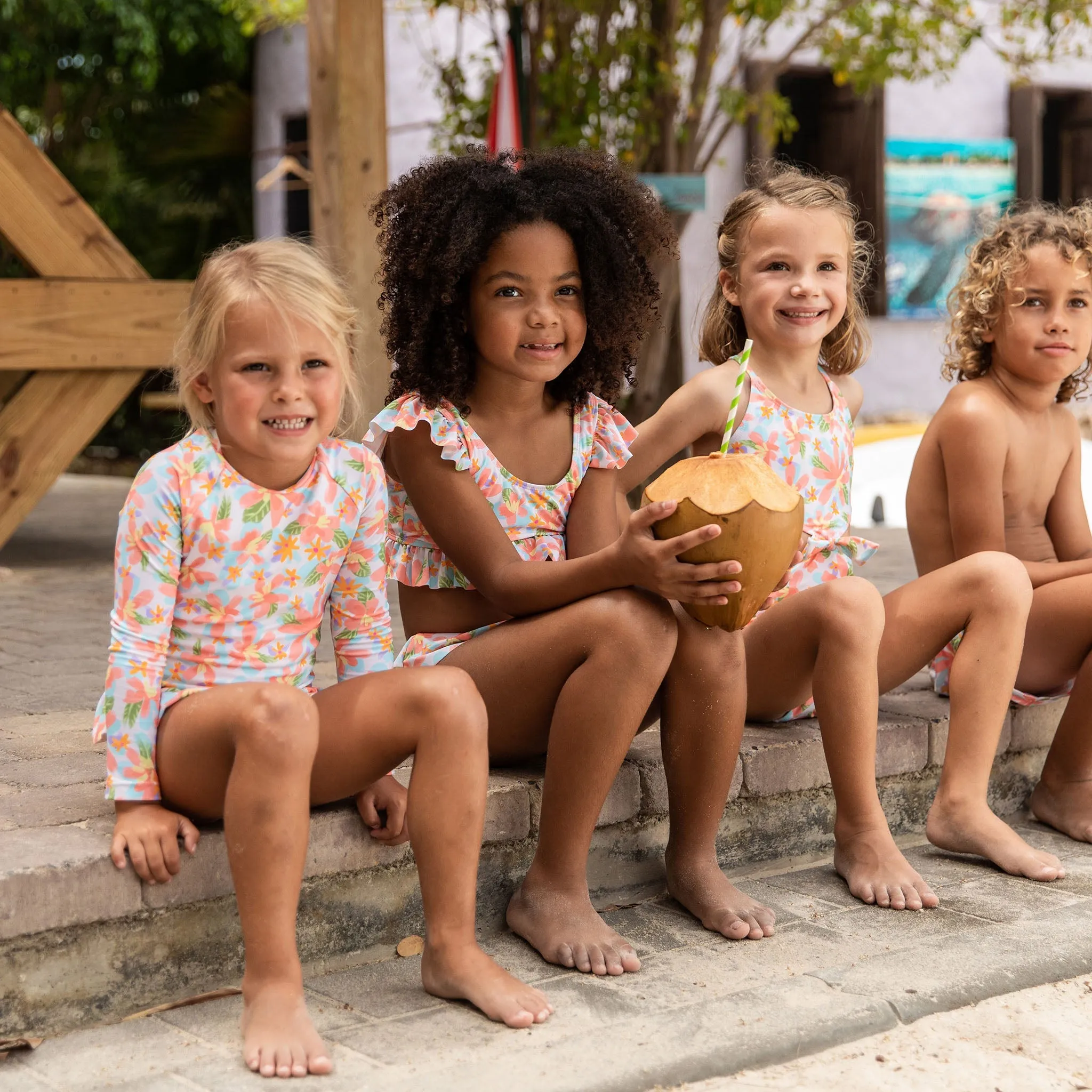 Hawaiian Luau Sustainable Frilled Crop Bikini