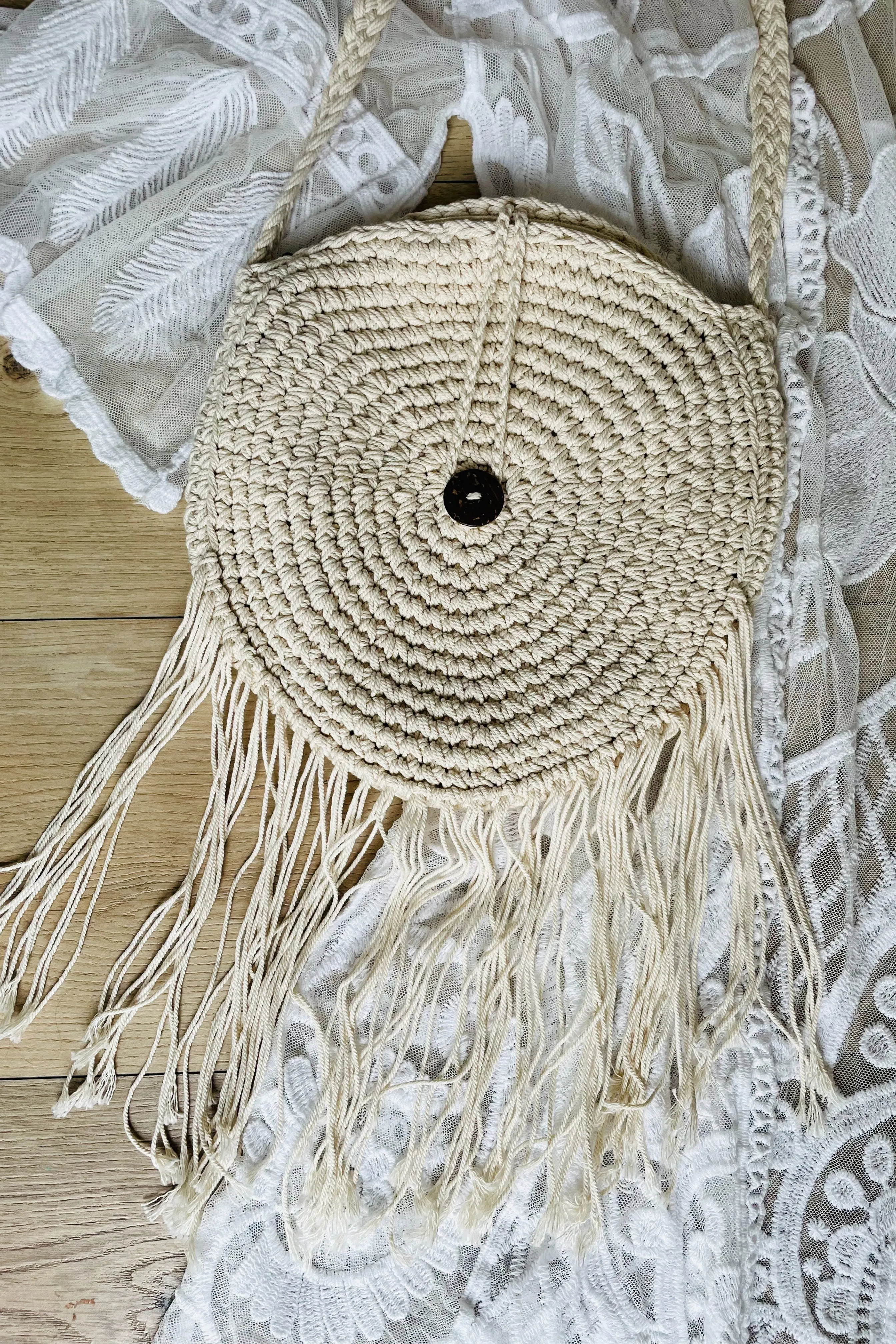 Hendrix Fringe Bag-Cream