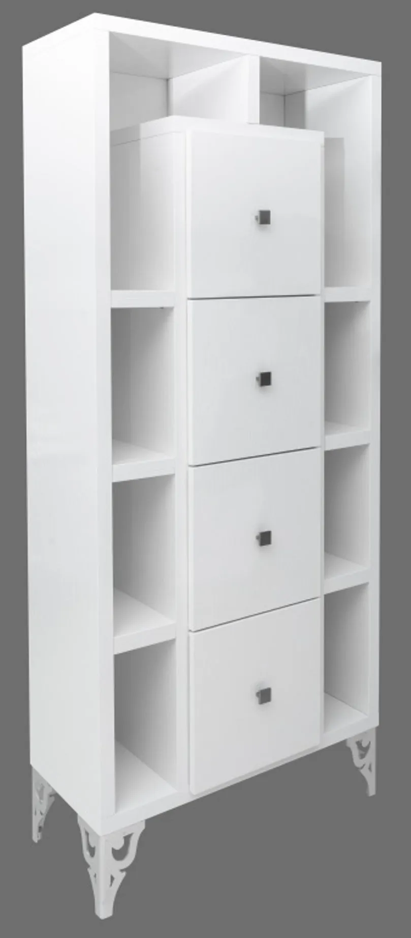 Hollywood Regency White Lacquered Cabinet