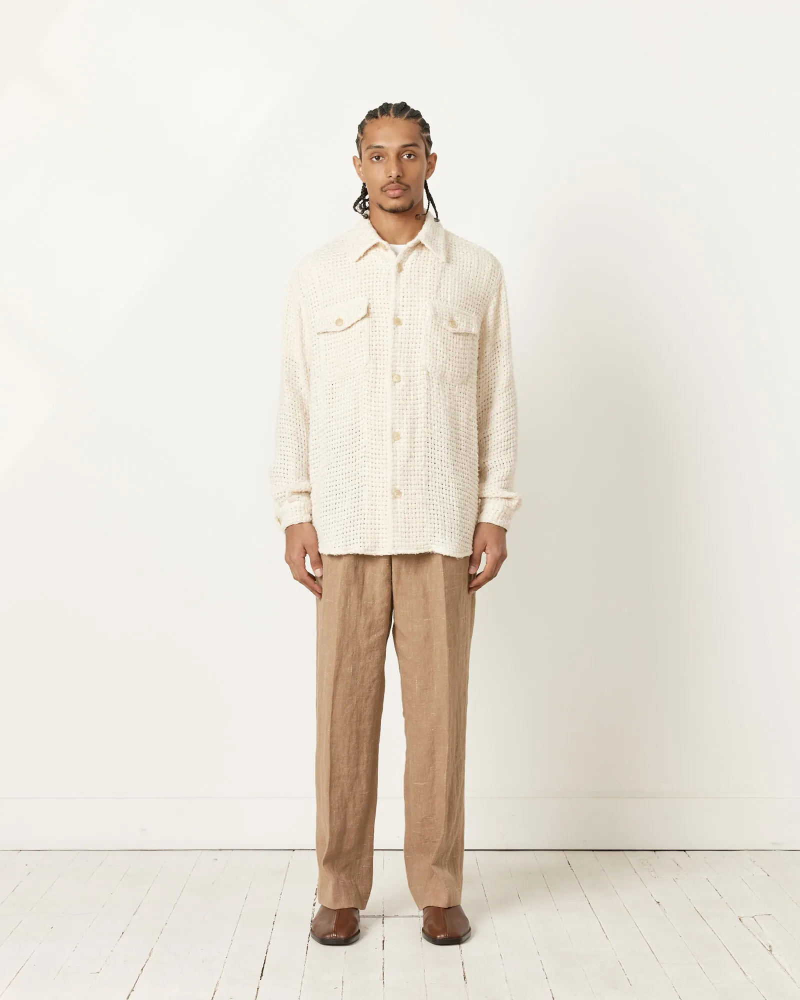 Homespun Summer Mesh Shirt in Off White