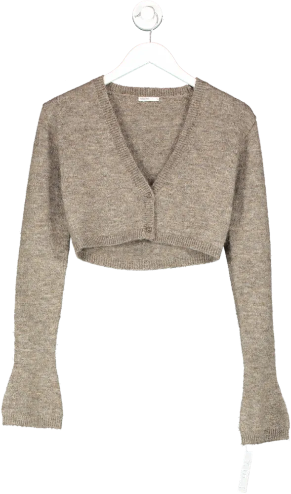 House of CB Brown Wool Blend Crop Cardigan UK M