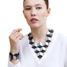 Jeanne Darc silver leather necklace and bracelet set