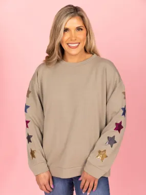 Jules Sweatshirt | Olive Sequin Stars