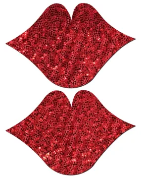 Kisses: Glitter Red Lips Nipple Pasties