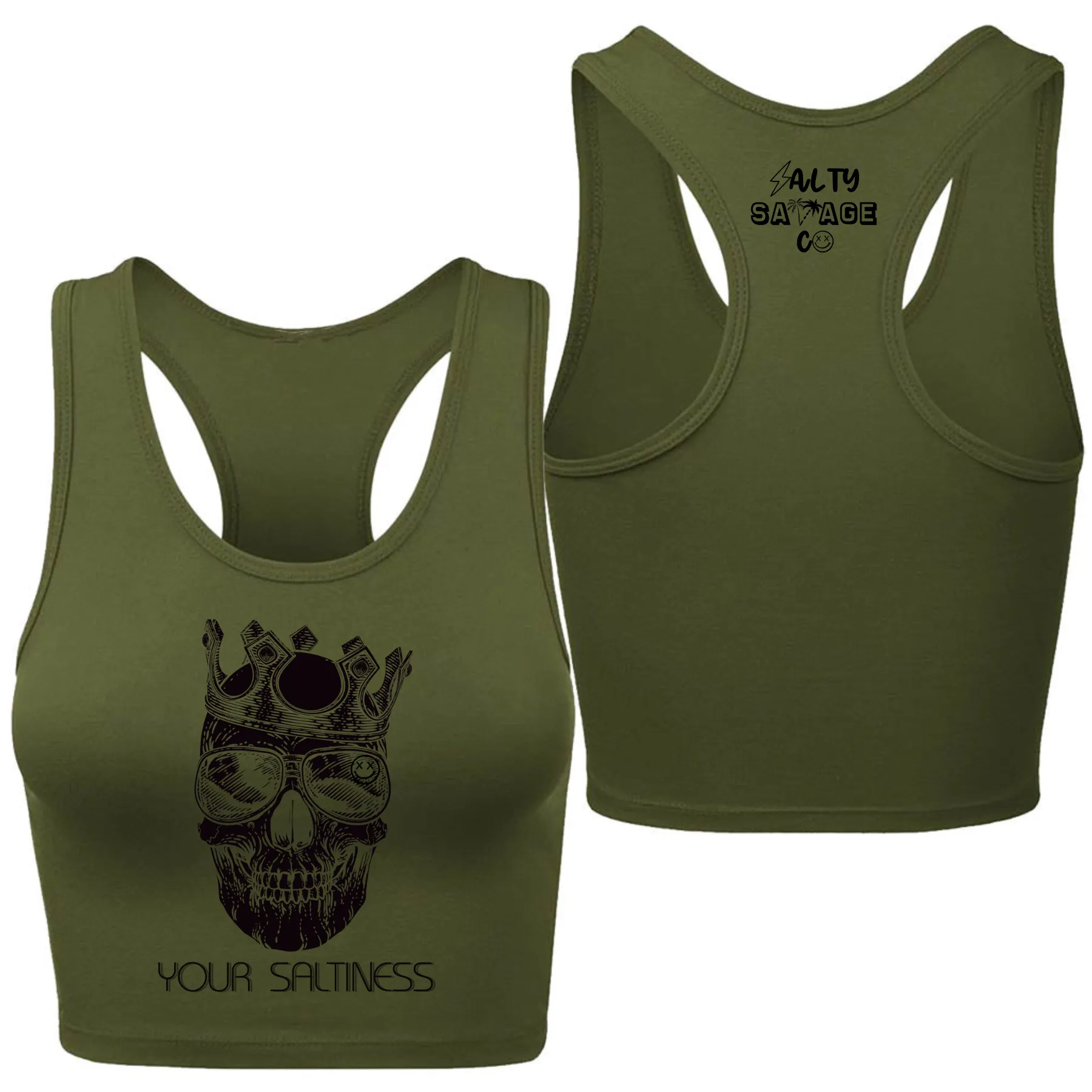 Ladies "YOUR SALTINESS" Racerback Crop Tank