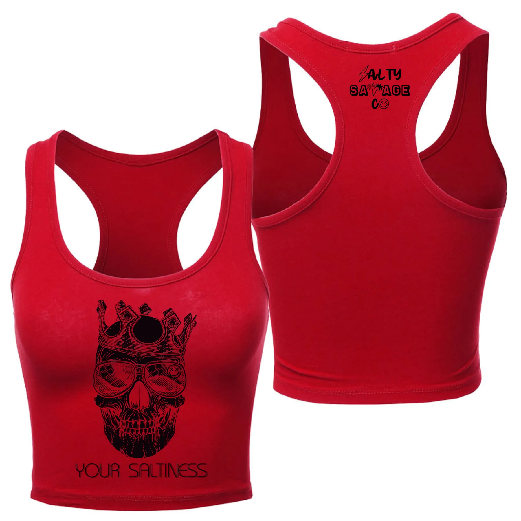 Ladies "YOUR SALTINESS" Racerback Crop Tank