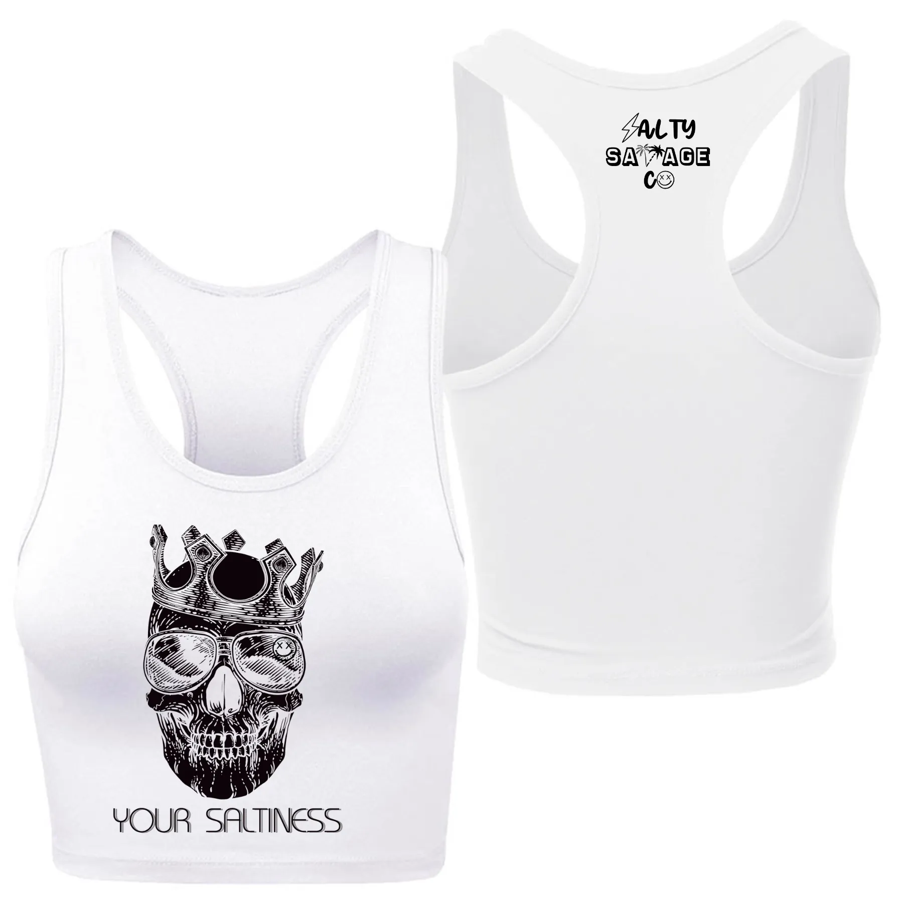 Ladies "YOUR SALTINESS" Racerback Crop Tank