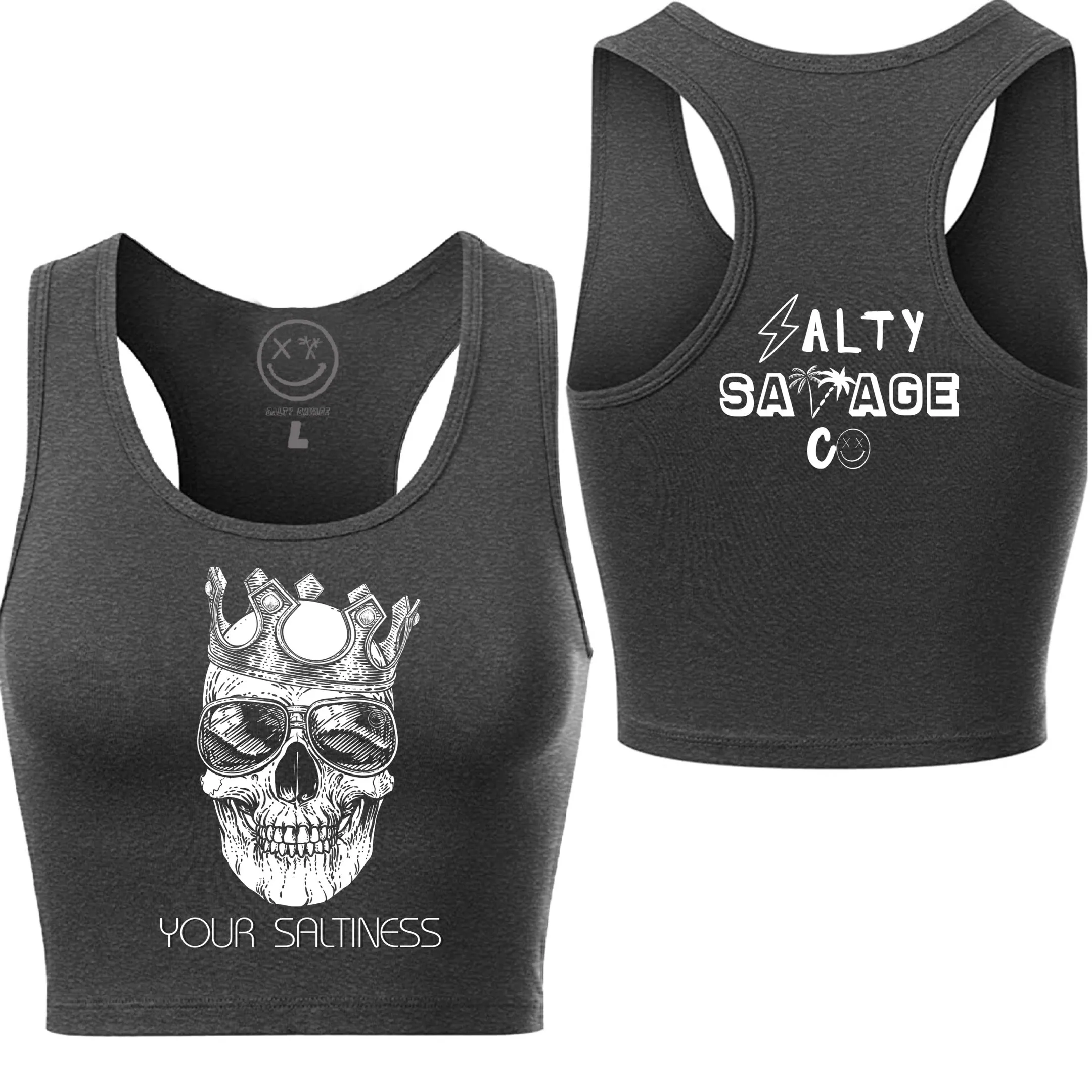 Ladies "YOUR SALTINESS" Racerback Crop Tank