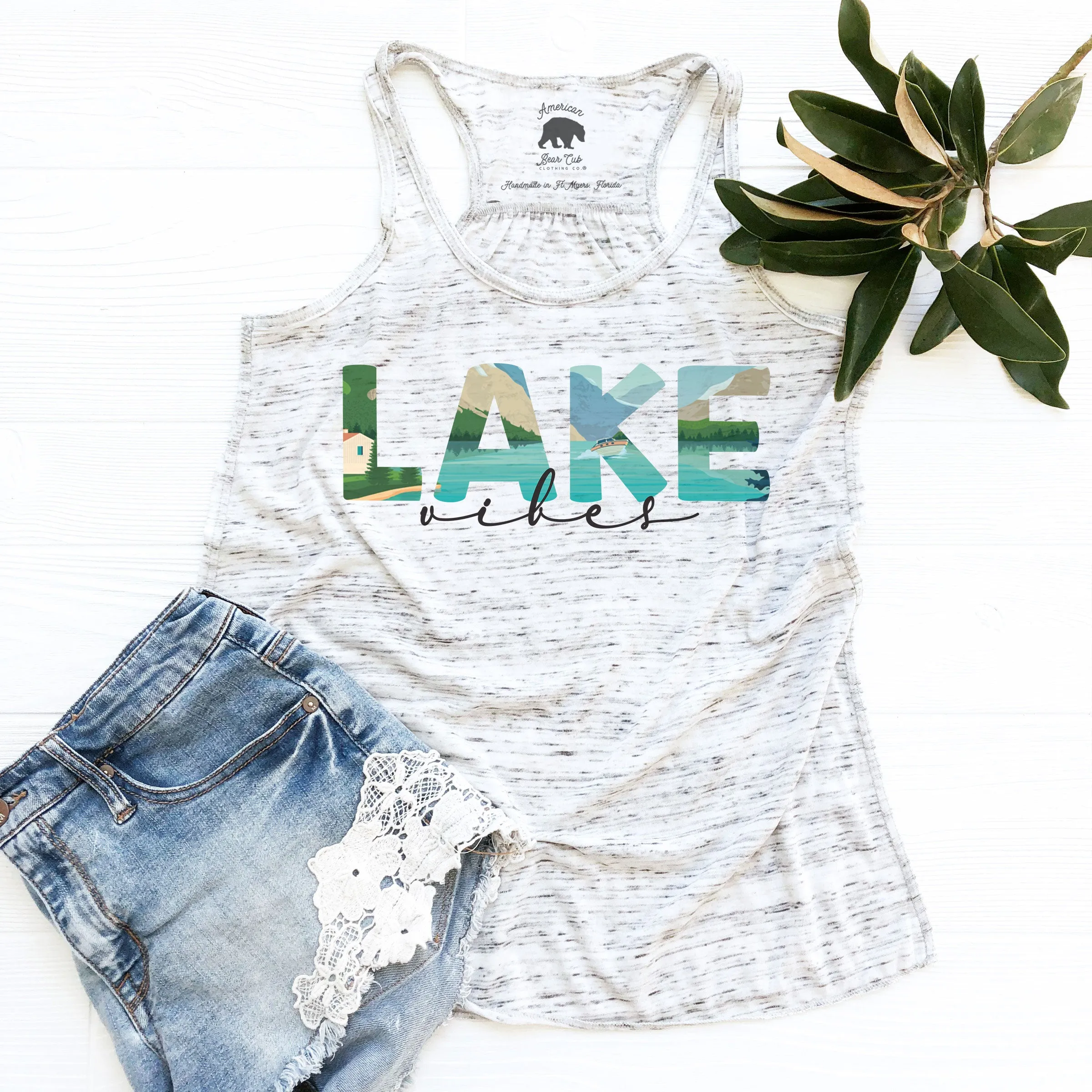 Lake Vibes flowy racerback tank top