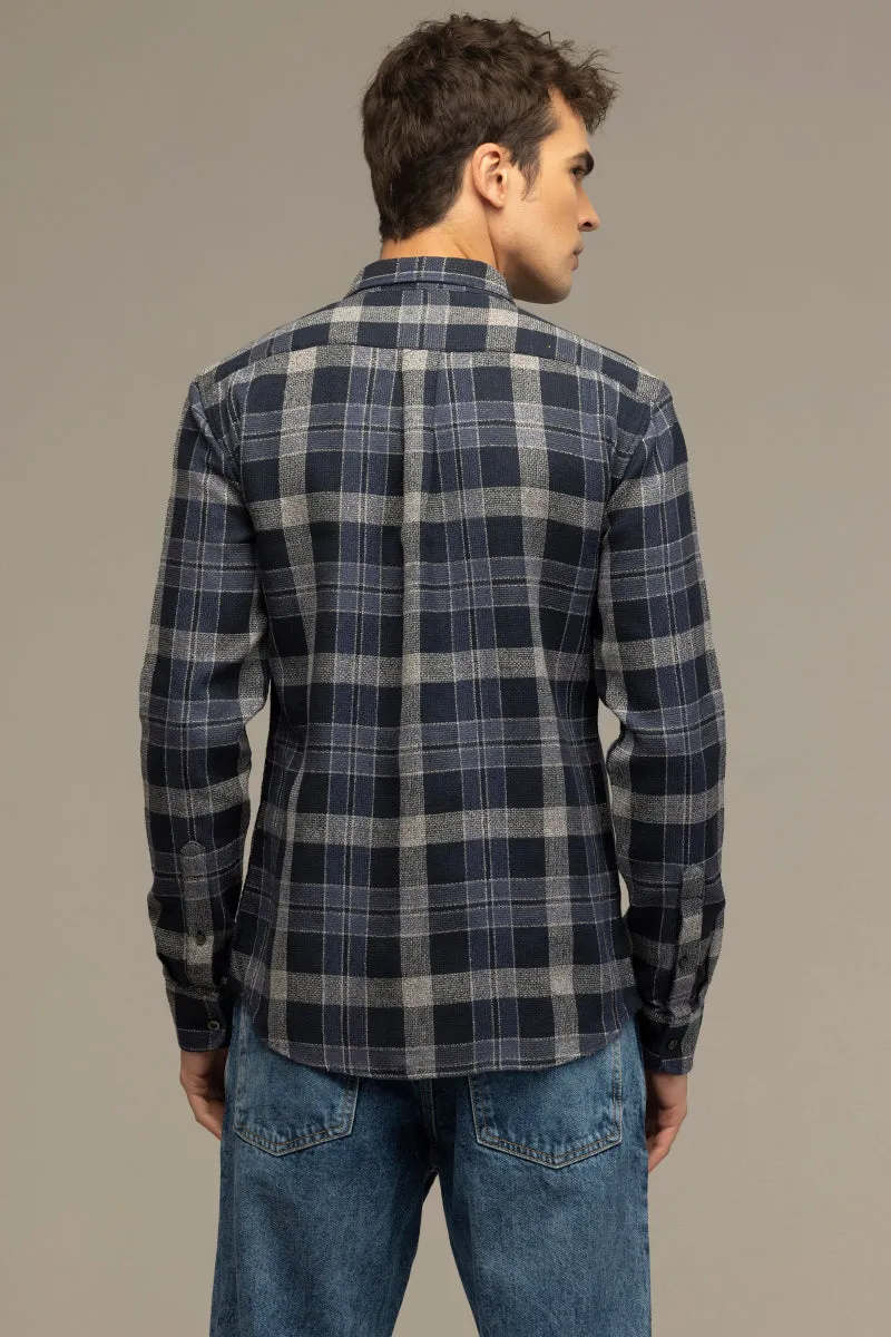 Lane Grid Navy Checks Shirt