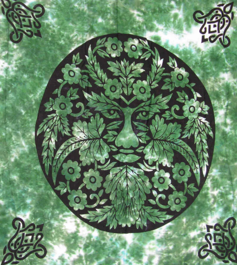 Large Tie-Dyed Green Man Altar Cloth