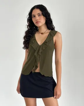 Leviosa Butterfly Top In Mesh Moss Green