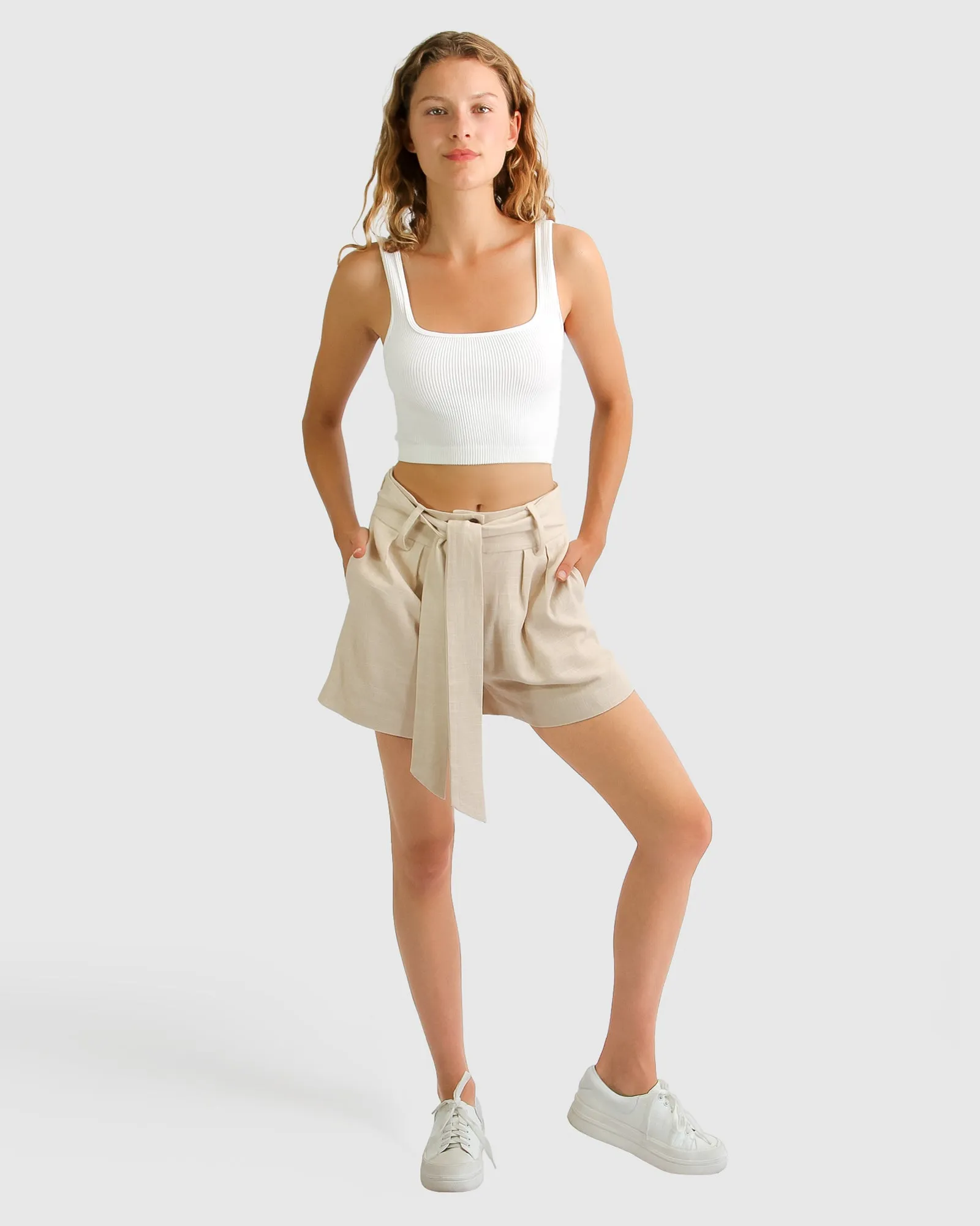 Limitless Belted Shorts - Natural