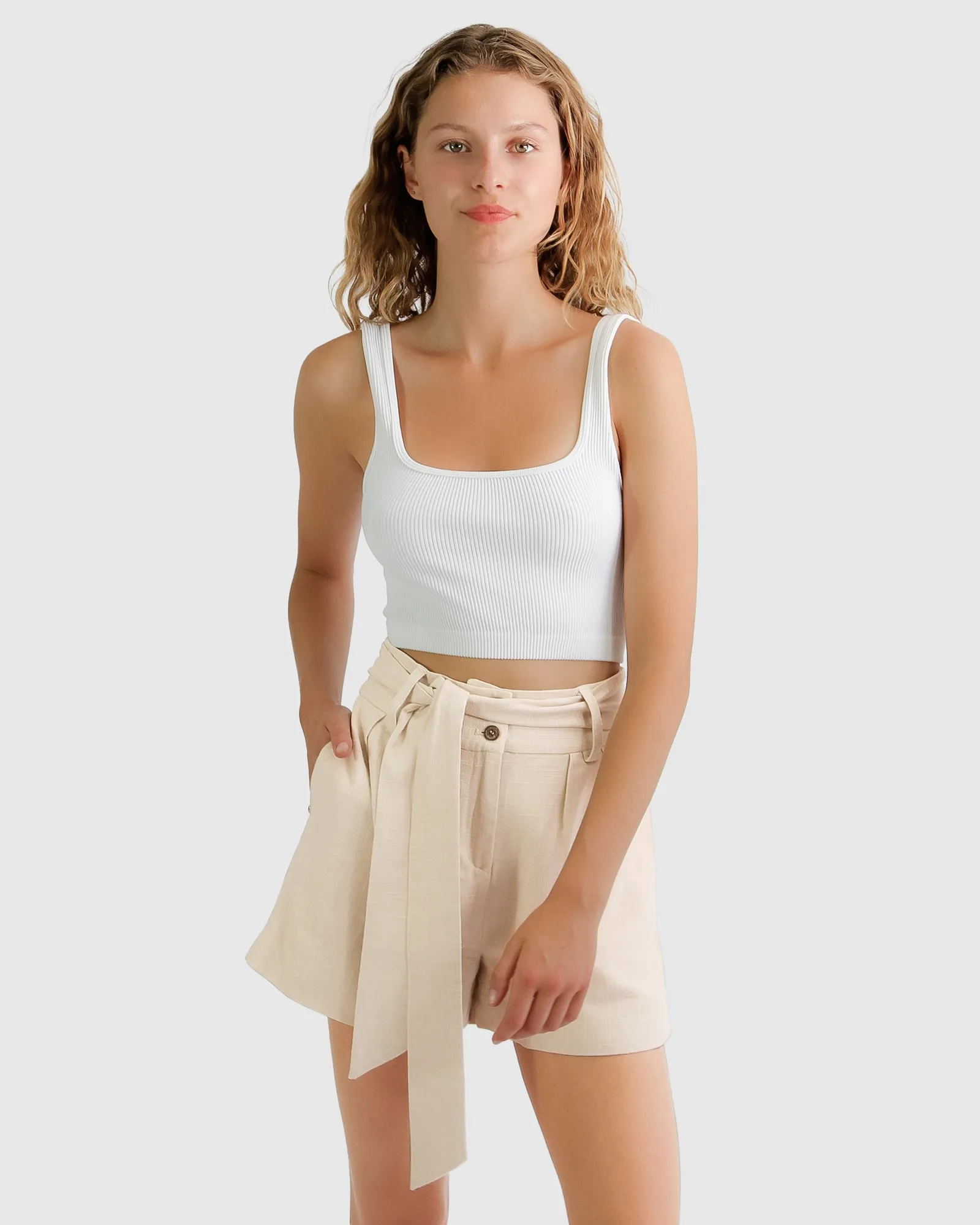 Limitless Belted Shorts - Natural