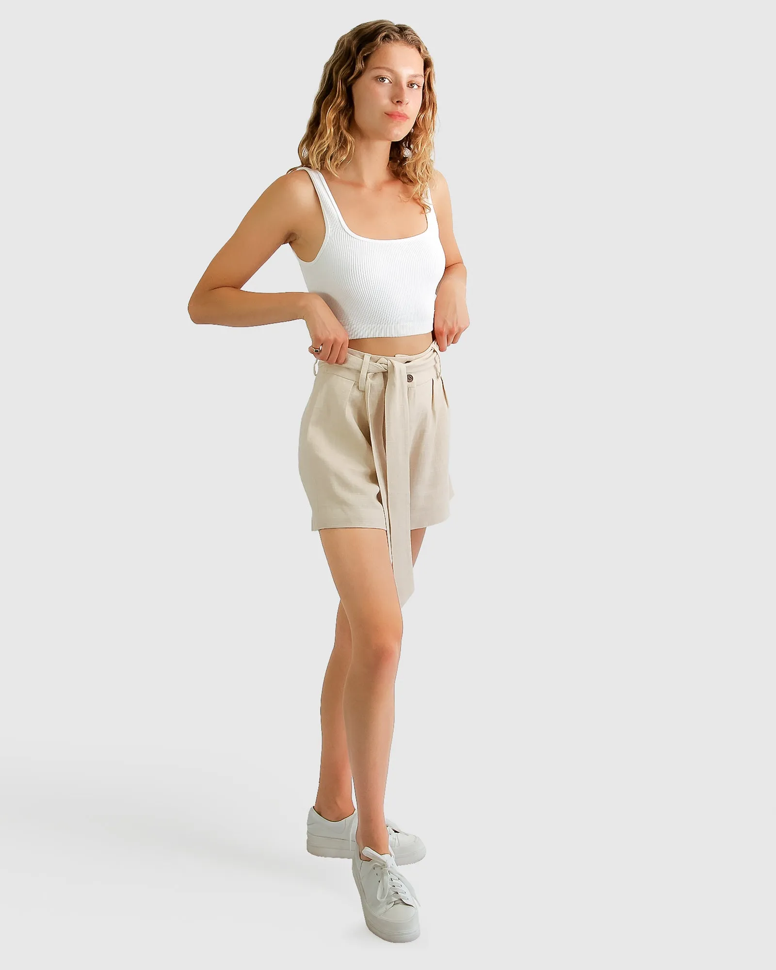 Limitless Belted Shorts - Natural