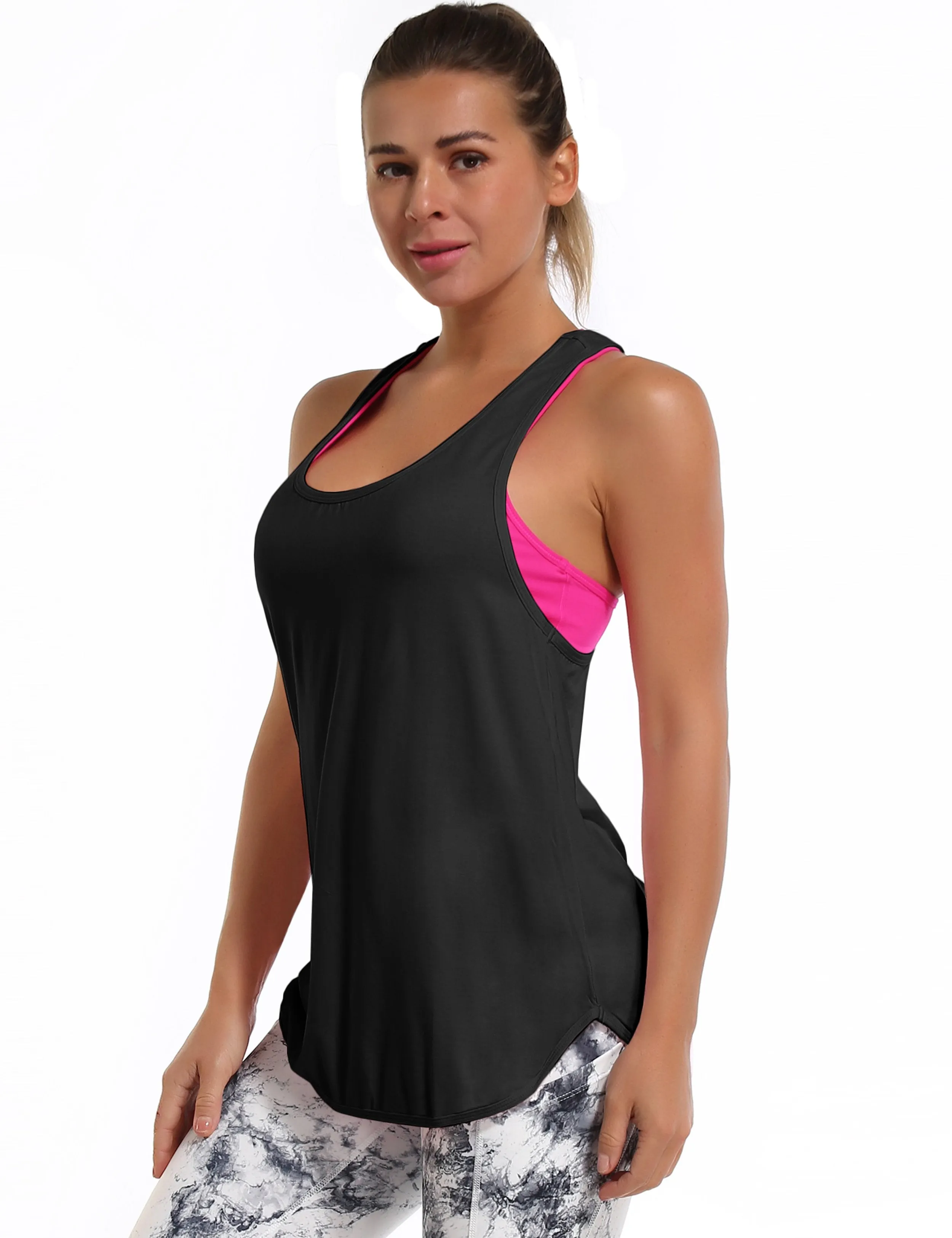 Loose Fit Racerback Tank Top black ins_yogastudio