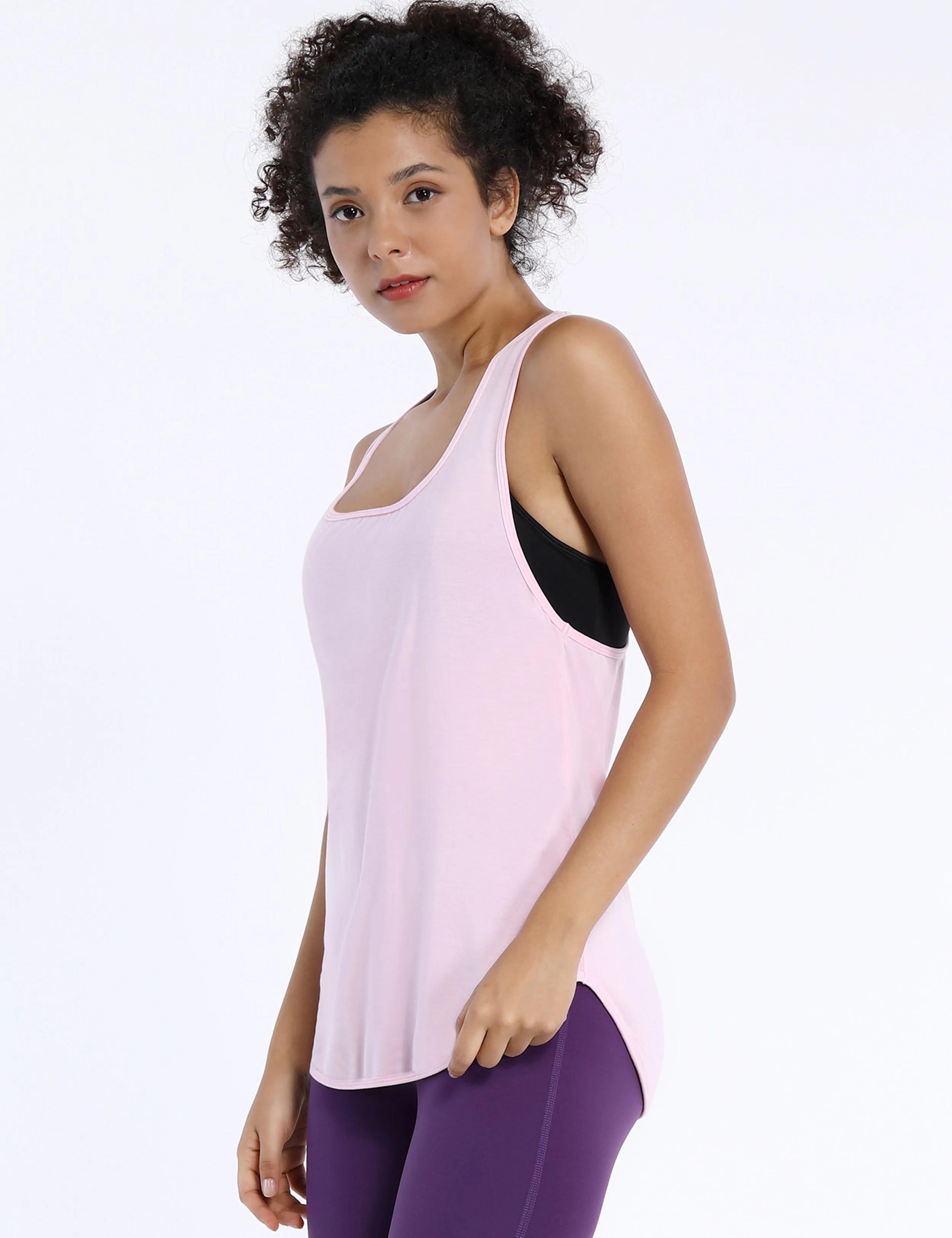 Loose Fit Racerback Tank Top lightpink_yogastudio