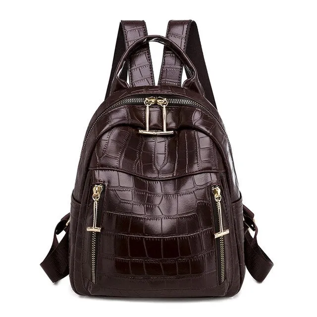 Luxury Multifunction PU Leather Embossed Bag and Backpack