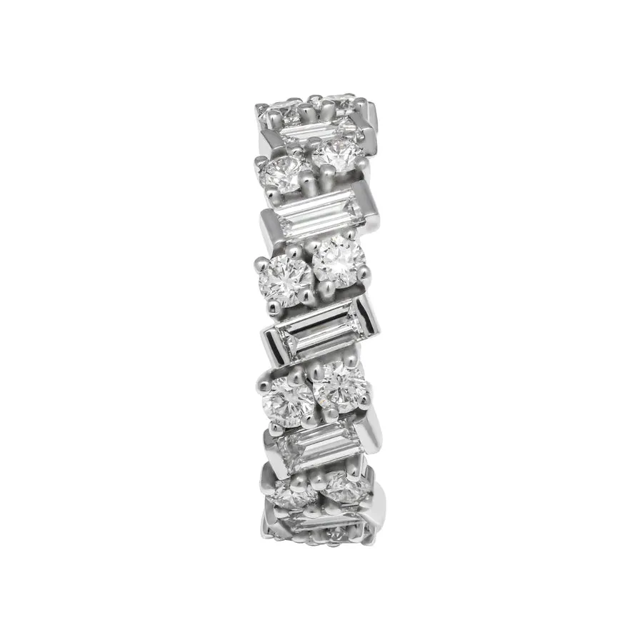 MAVIS 2 Carat Round Cut and Baguette Diamond Eternity Band in Platinum 10 pointer GIA Certified By Mike Nekta SIZE 6