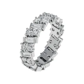 MAVIS 2 Carat Round Cut and Baguette Diamond Eternity Band in Platinum 10 pointer GIA Certified By Mike Nekta SIZE 6