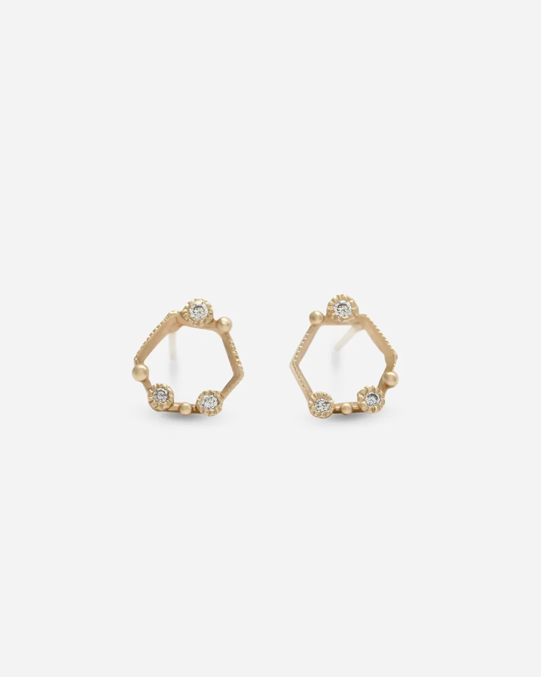 Melee 59 Hexagon / White Diamond Studs