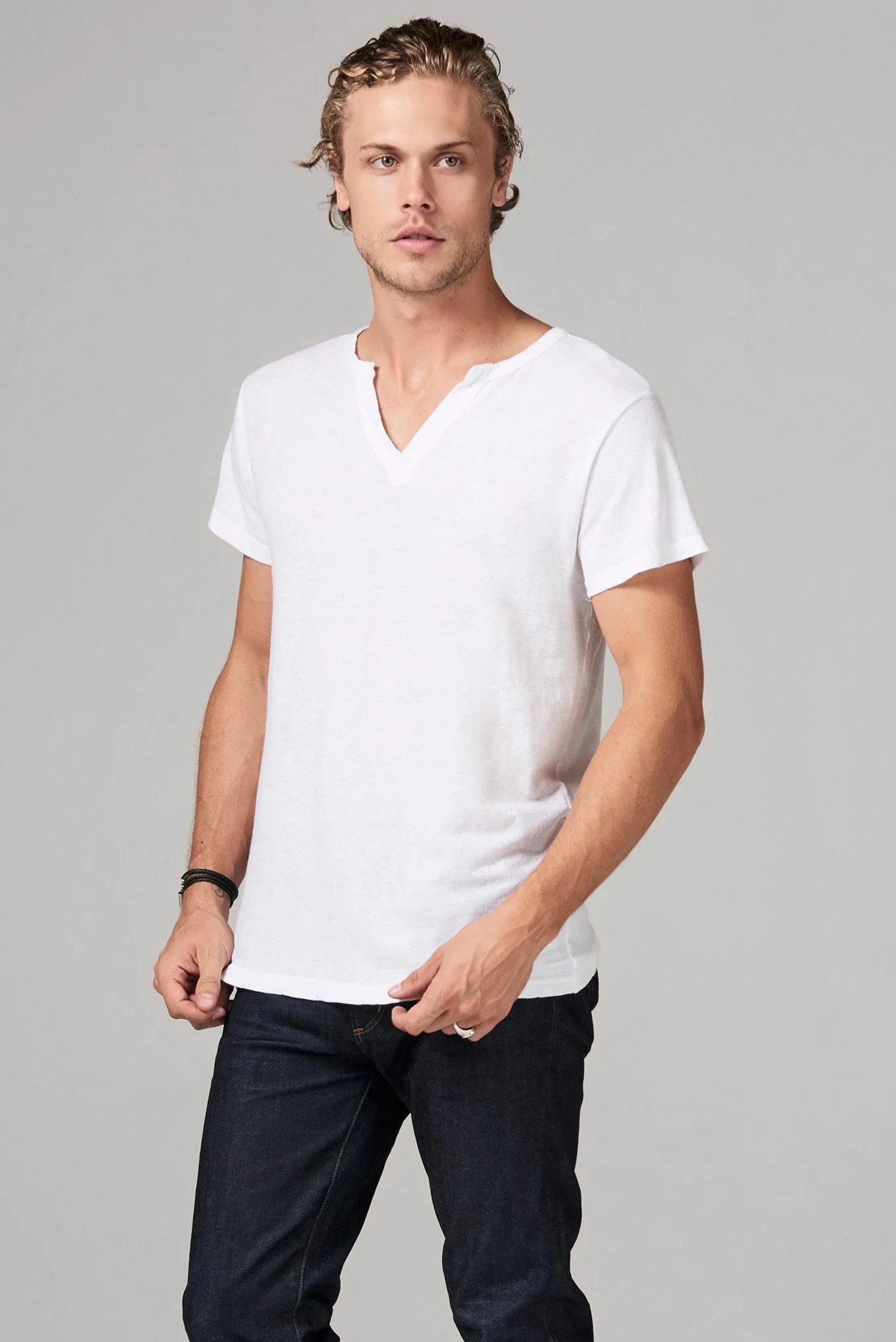 Men's Heavy Cotton Cross V-Neck Tee