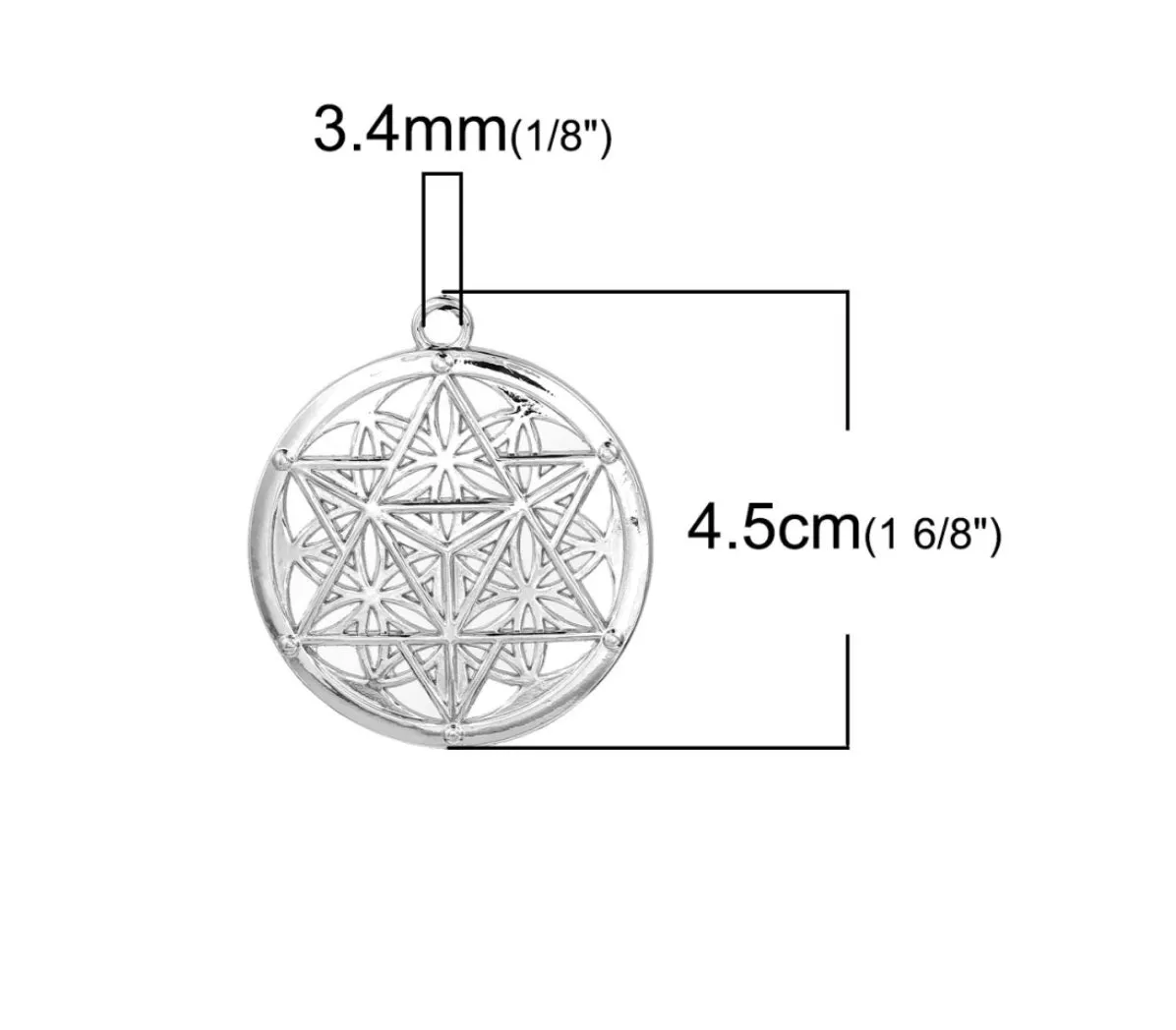 Metatron's Cube Overlaid Flower of Life Zinc Alloy Unisex Talisman Sacred Geometry Pendant