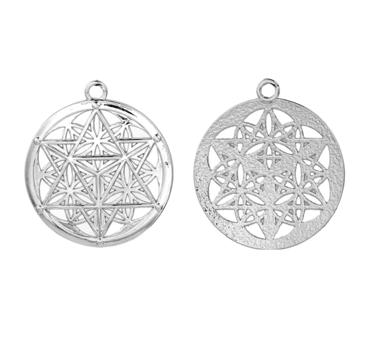 Metatron's Cube Overlaid Flower of Life Zinc Alloy Unisex Talisman Sacred Geometry Pendant