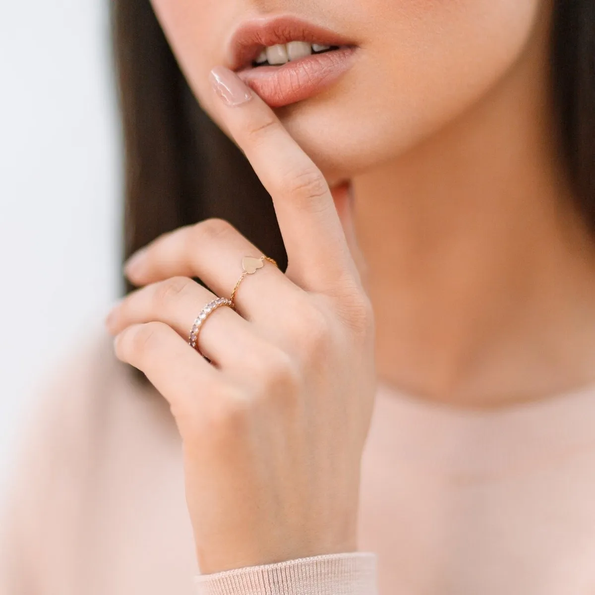 Mini Heart Chain Ring