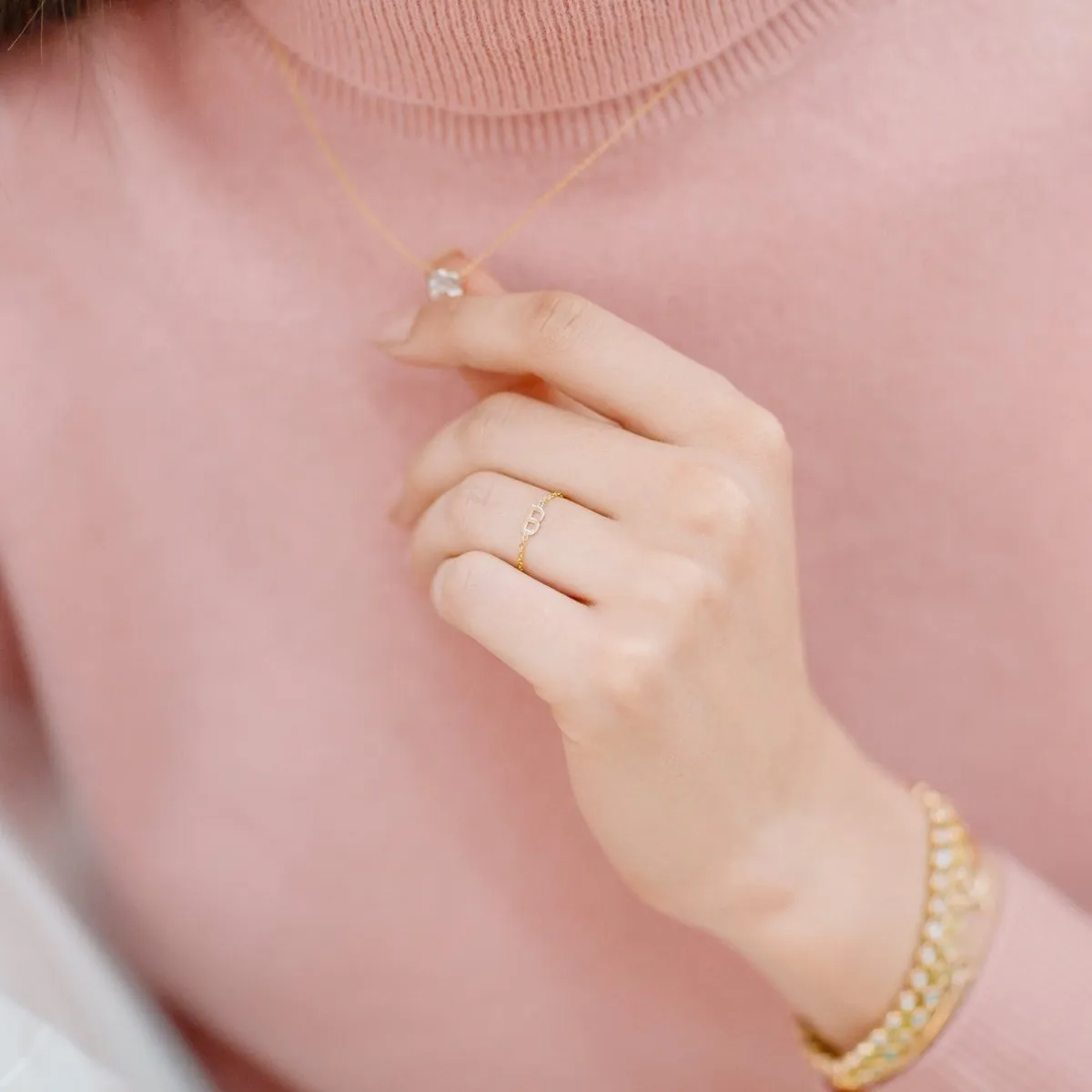 Mini Letter Chain Ring