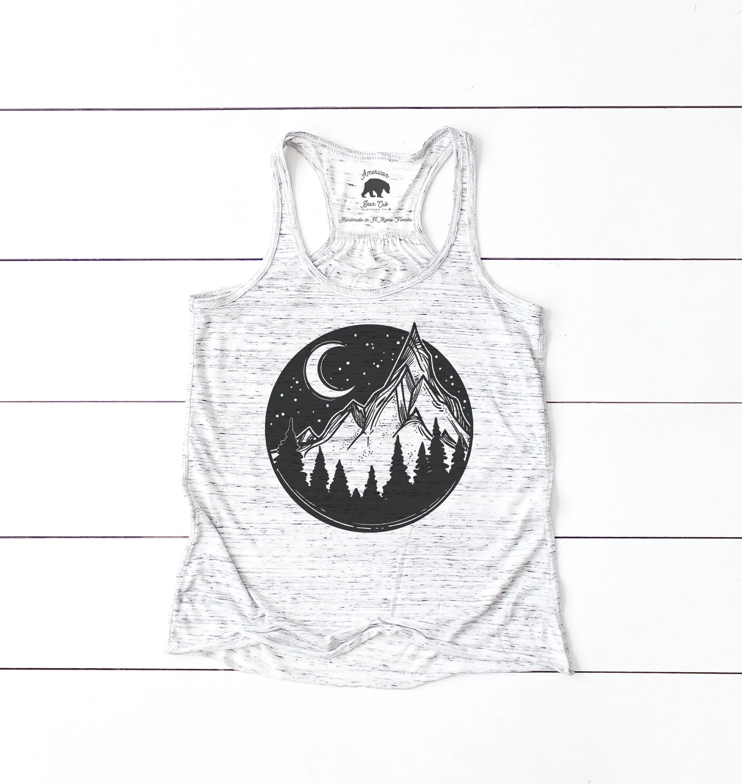 Mountain Night Sky flowy racerback tank tops