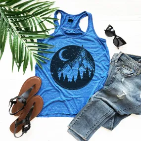 Mountain Night Sky flowy racerback tank tops