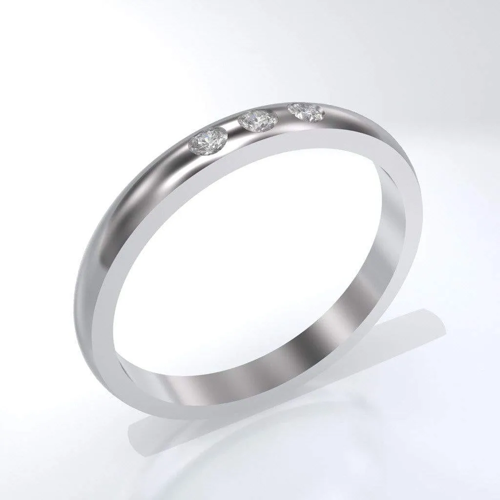 Narrow 3 Moissanite Wedding Ring