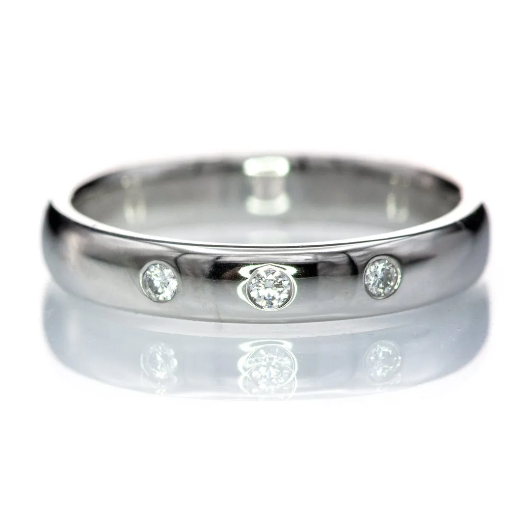 Narrow 3 Moissanite Wedding Ring