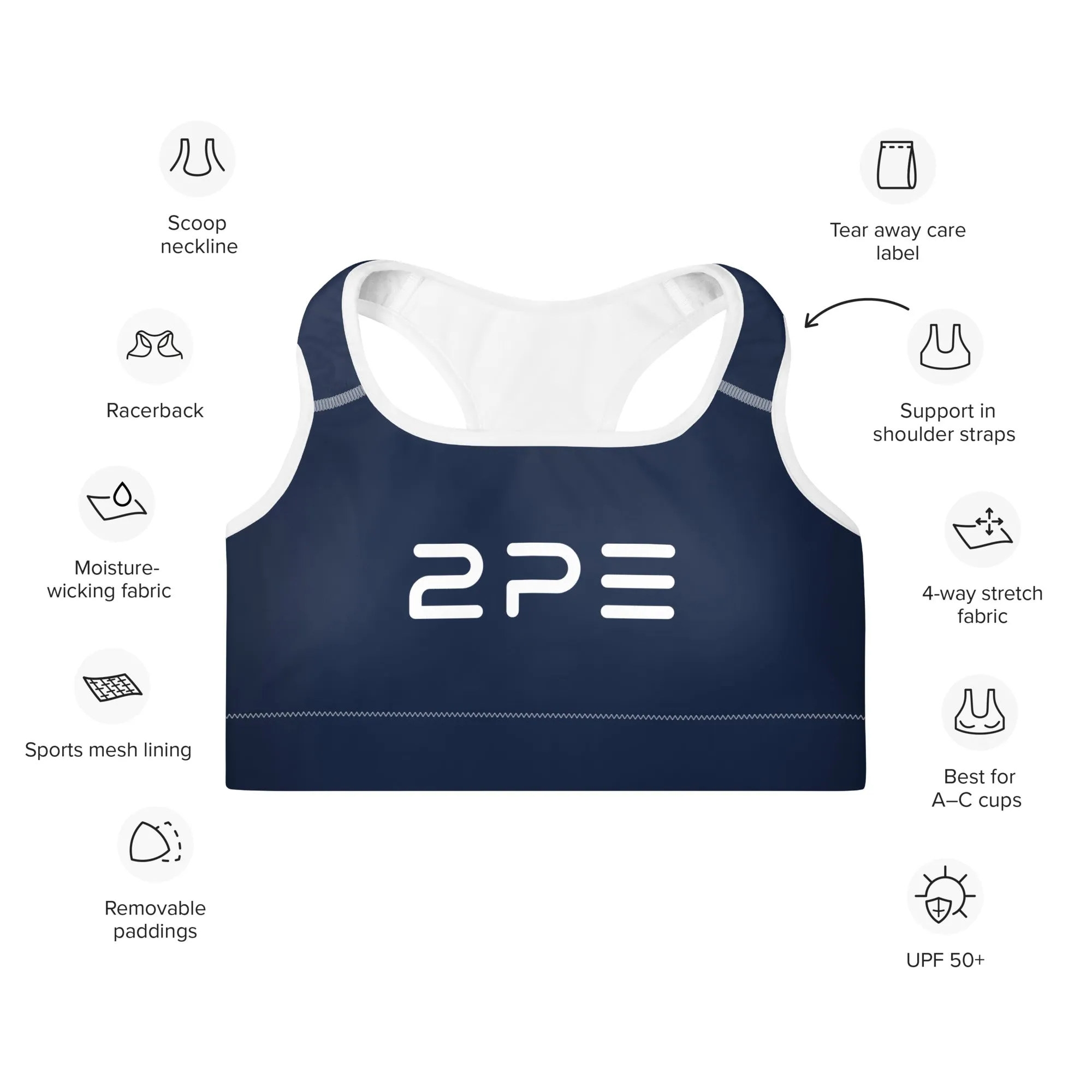 Navy Padded Sports Bra