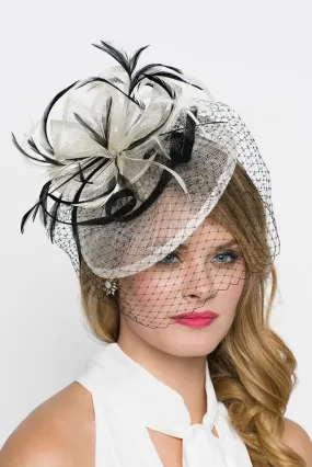 Noor Fascinator - Ivory And Black