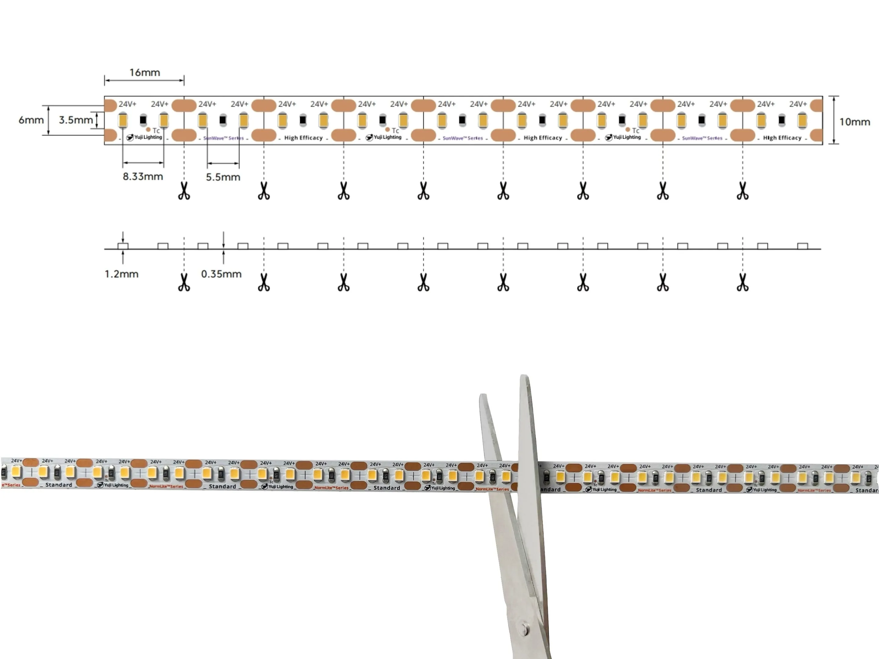 NormLite Full Spectrum High Efficiency D50 Standard Illuminant LED Flexible Strip 5000K (ISO3664:2000) for Art & Studio - 5m/Reel