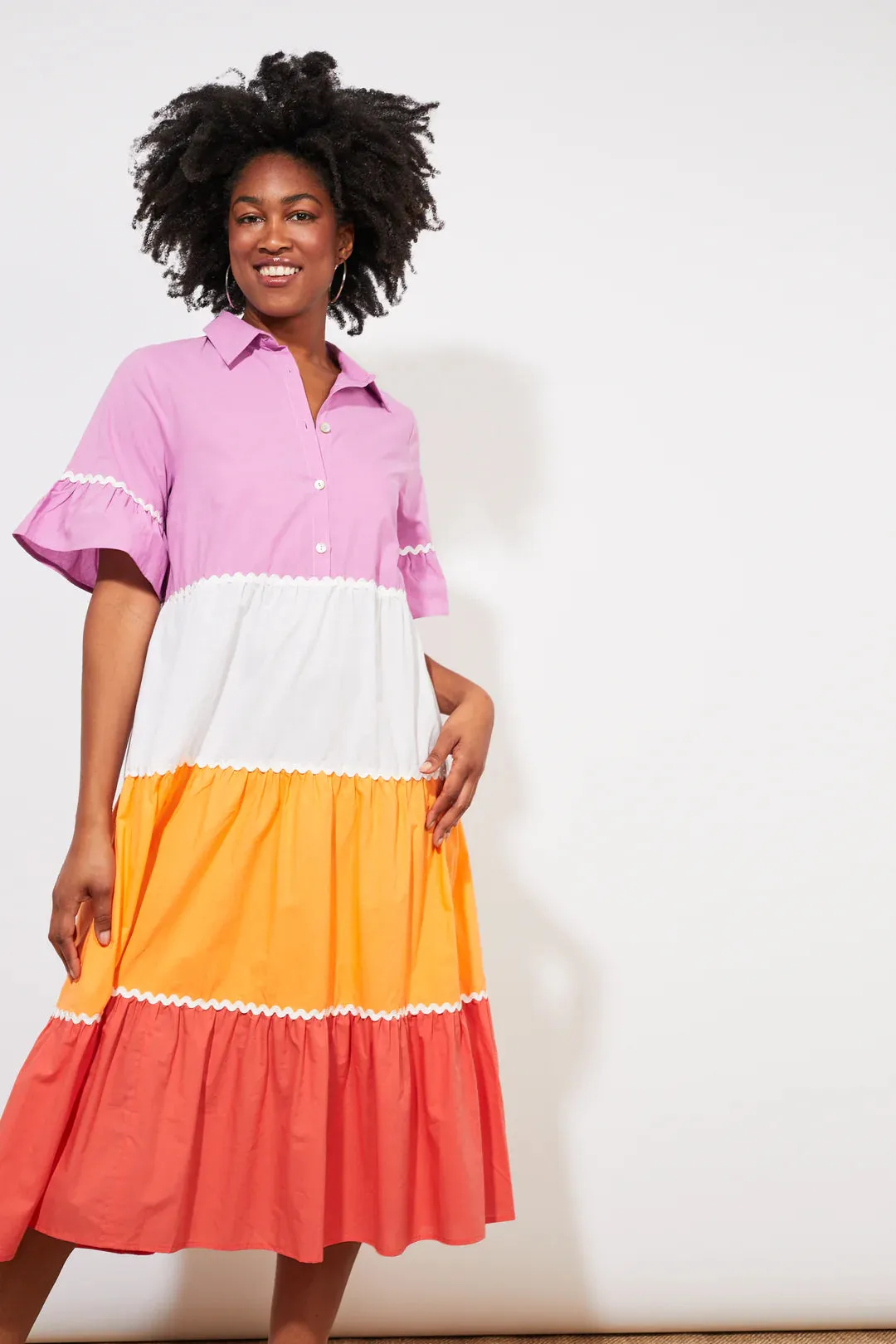 Oahu Shirt Maxi (Mango Stripe)