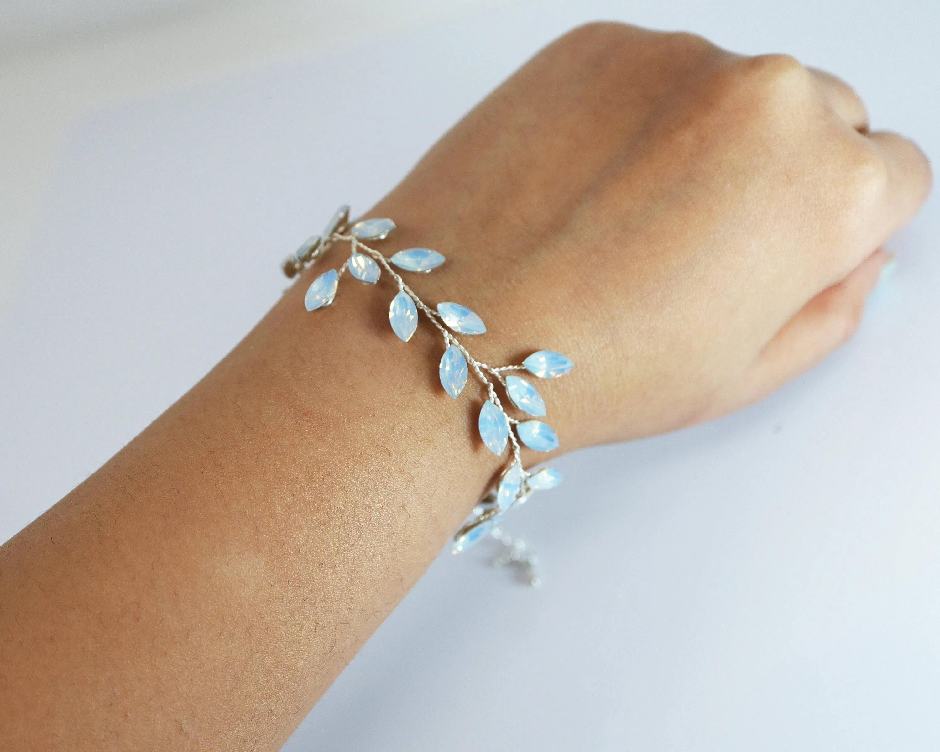 Opal Bracelet Vine Leaves Bracelet, Statement Bracelet, Opal Bracelet,Gift for her, Custom Gift.