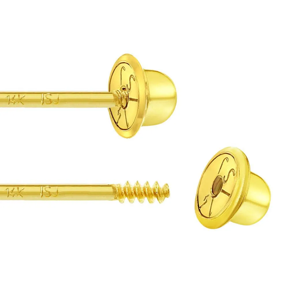 Open CZ Flower 14k Gold Plated Baby Children Screw Back Earrings