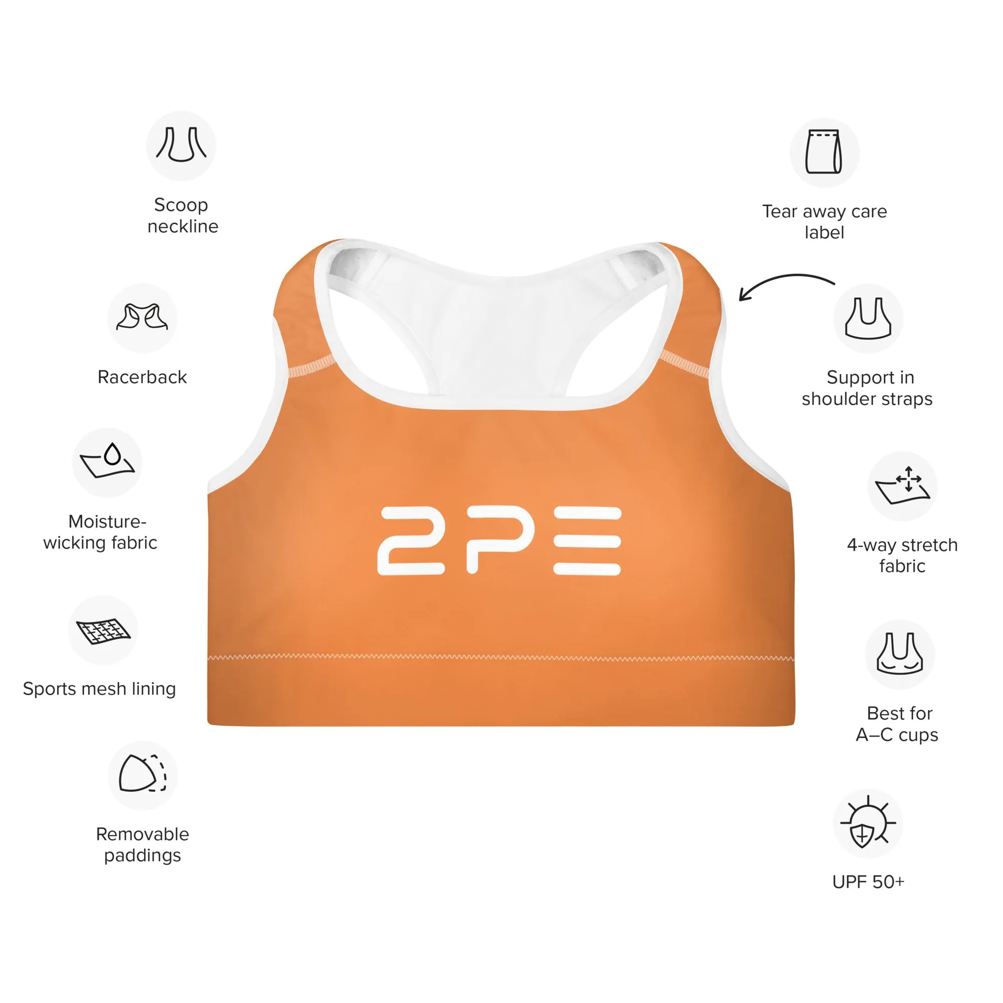 Orange Padded Sports Bra