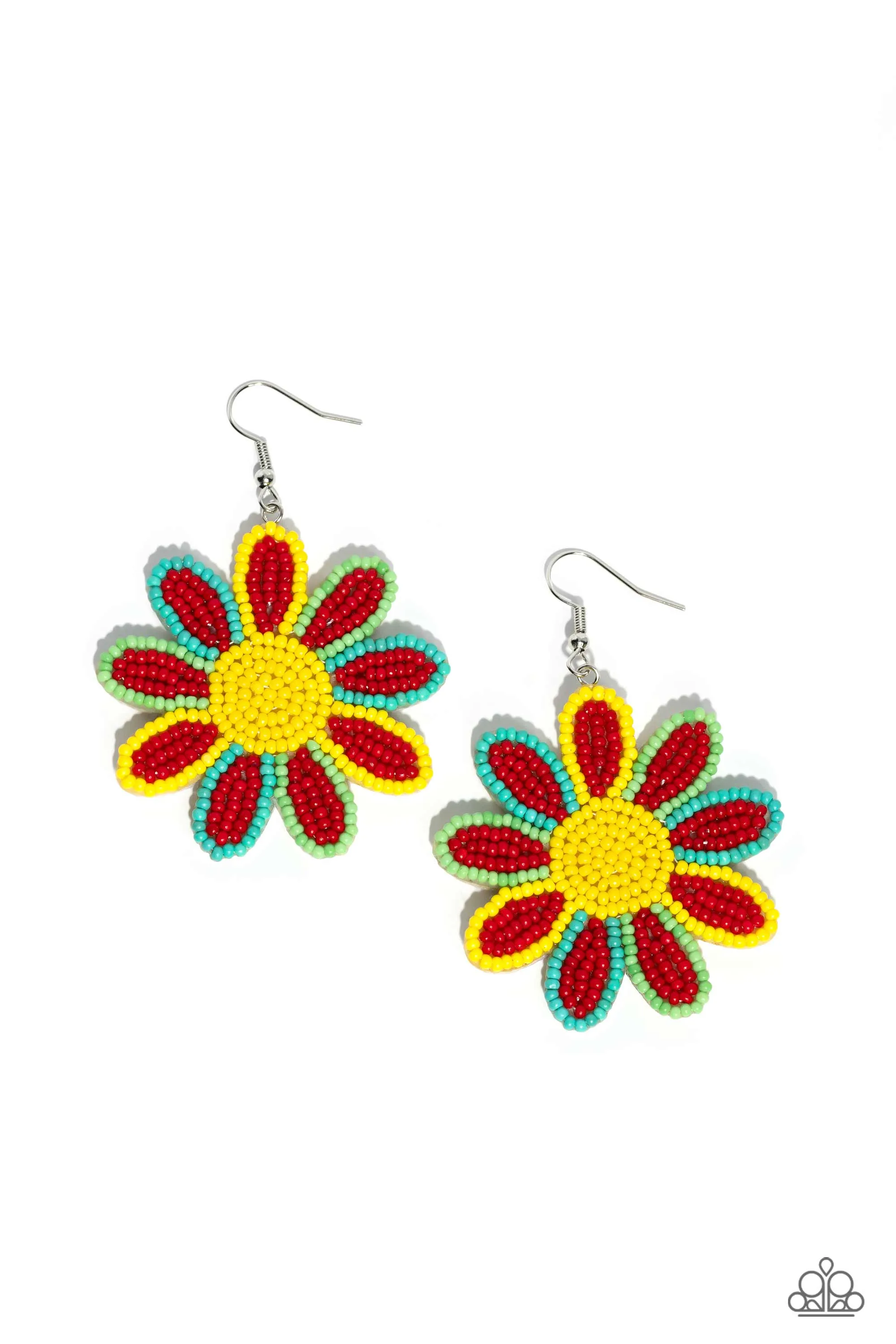 Paparazzi Decorated Daisies Red Earrings