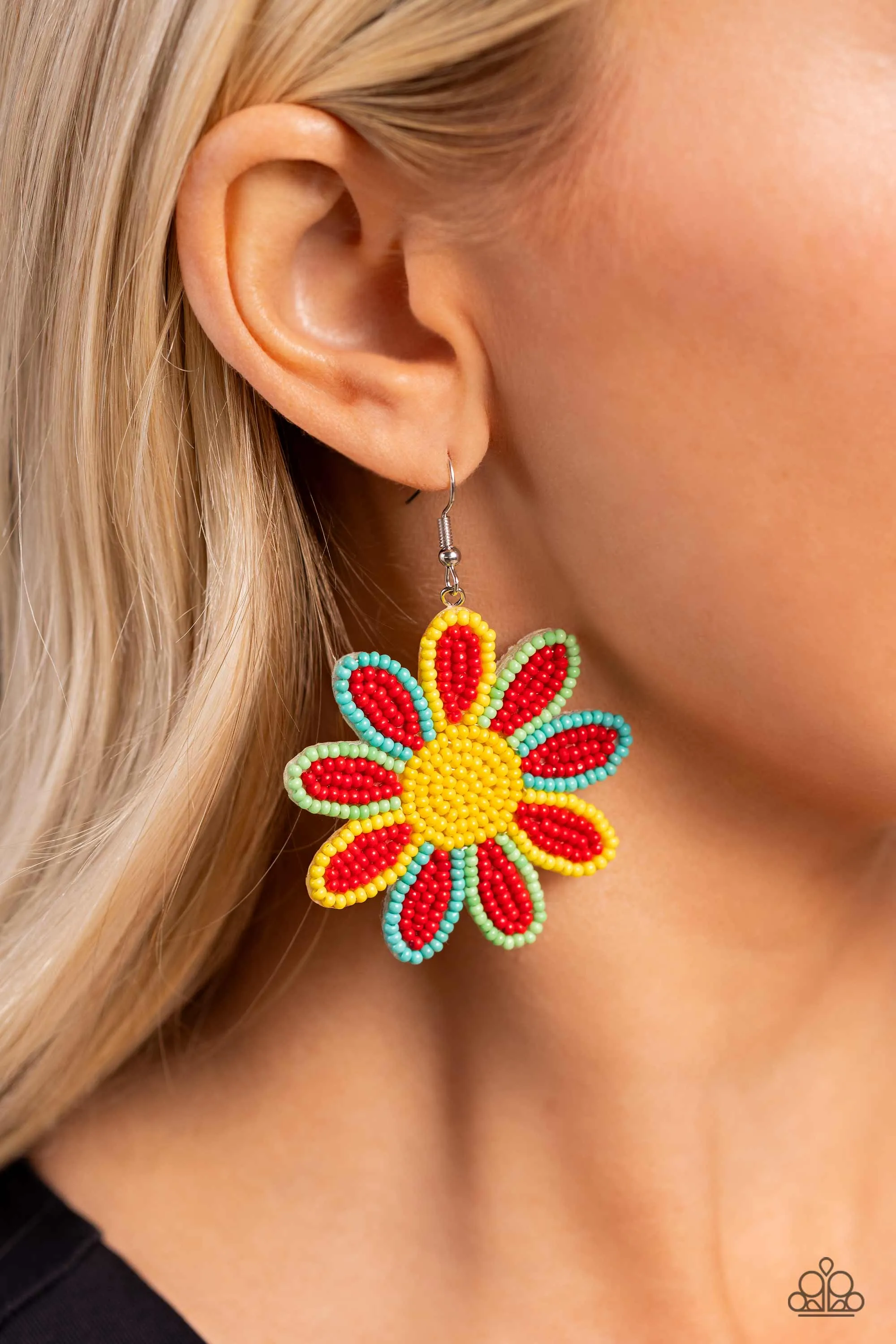 Paparazzi Decorated Daisies Red Earrings