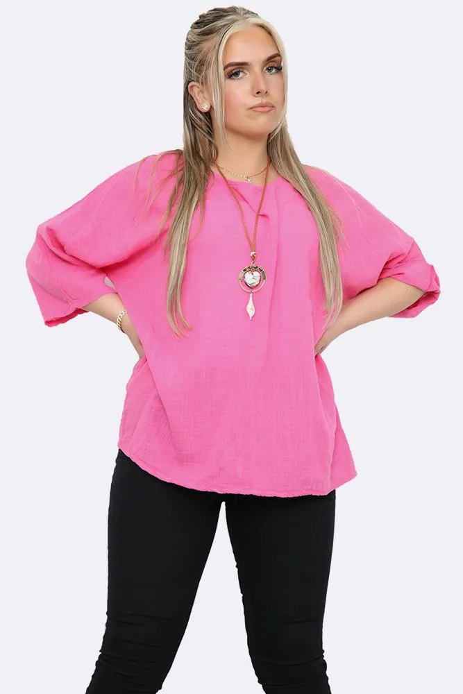 Plain Necklace Tunic Top