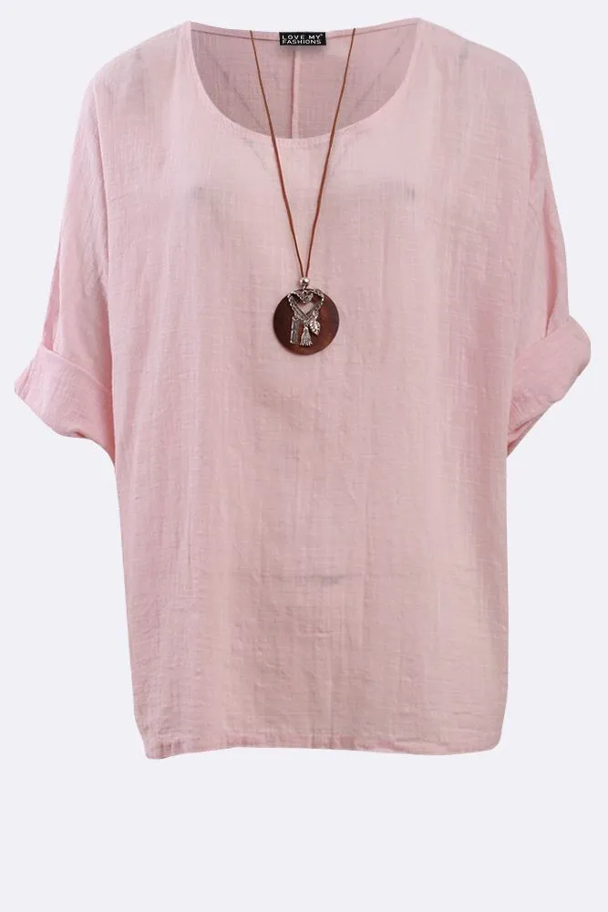 Plain Necklace Tunic Top