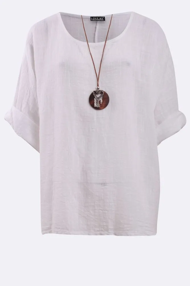 Plain Necklace Tunic Top