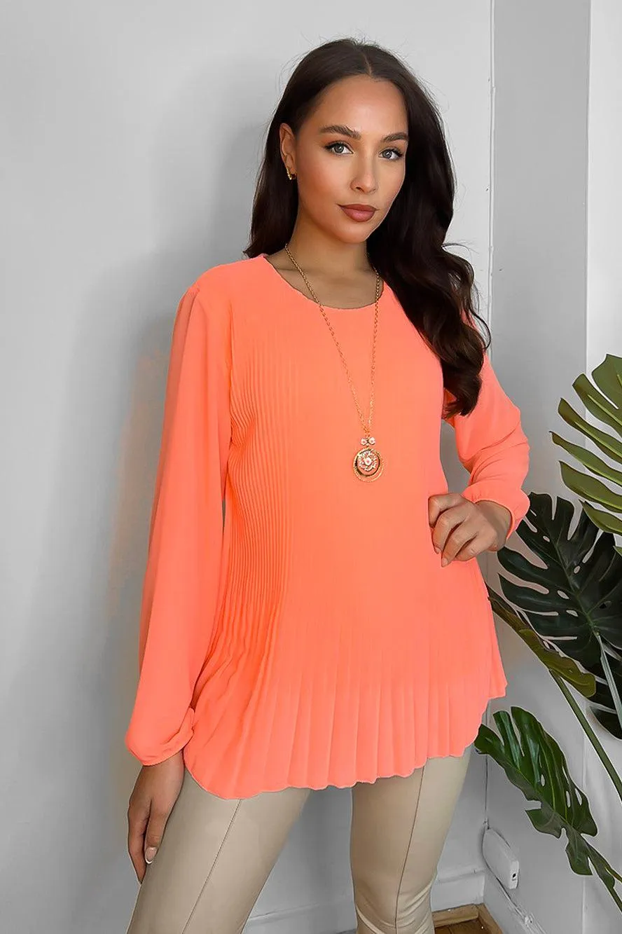 Pleated Chiffon Necklace Blouse