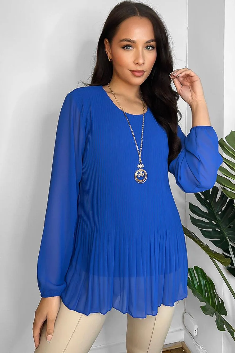 Pleated Chiffon Necklace Blouse