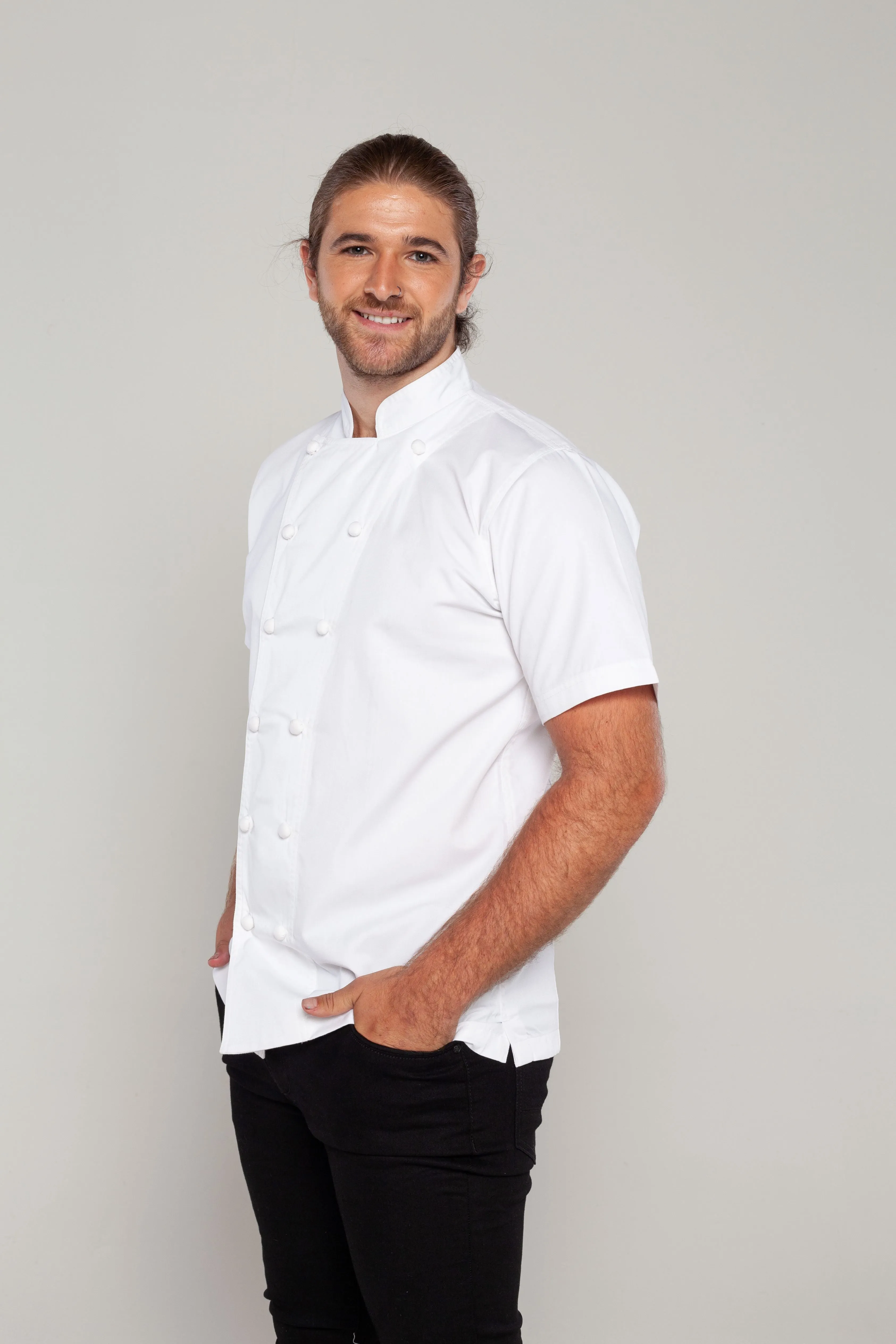 Press Chef jacket white with hand rolled cotton button